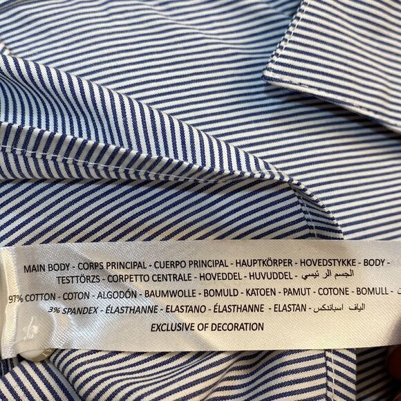 Ariat Real blue white pinstripe buttons pockets 97% cotton 3% spandex brand new - Picture 6 of 6